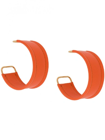 Shop Jacquemus Leather Earrings In Orange