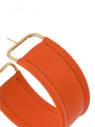 Shop Jacquemus Leather Earrings In Orange