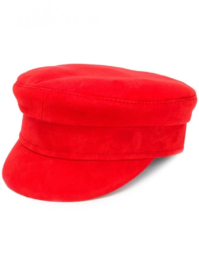 Shop Ruslan Baginskiy Baker Boy Leather Hat In Red