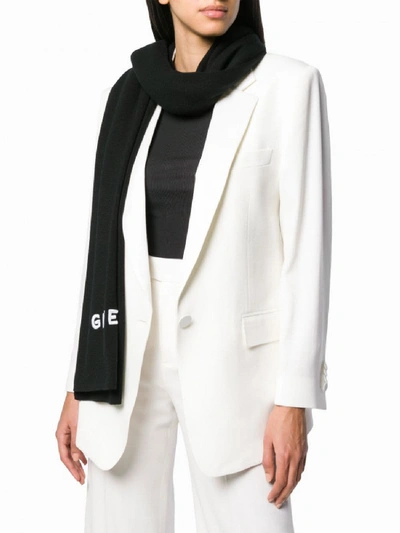 Shop Givenchy Logo Wool Scarf In Black