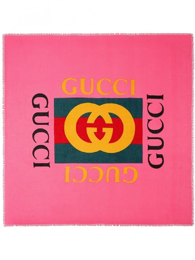 Shop Gucci Gg Logo Shawl In Pink