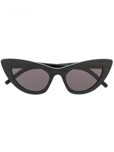 Shop Saint Laurent Zebra Print Sunglasses In Black