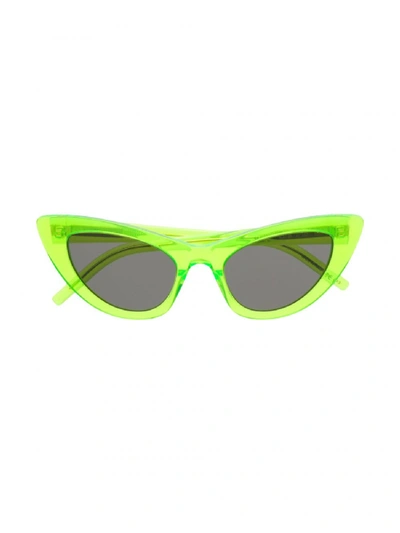 Shop Saint Laurent New Wave Lily Sunglasses In Green