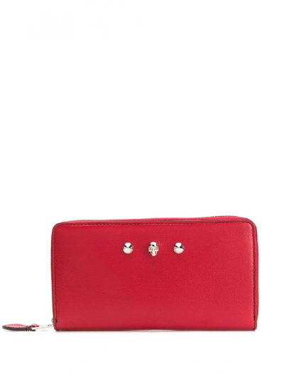 Shop Alexander Mcqueen Zip Around Continental Leather Wallet In Red