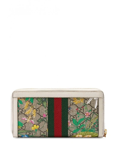 Shop Gucci Ophidia Zipped Wallet In Beige