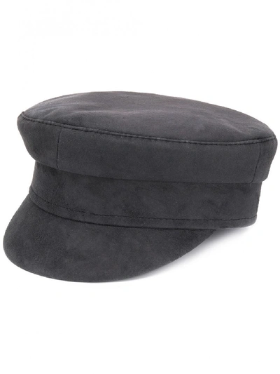 Shop Ruslan Baginskiy Baker Boy Leather Hat In Grey