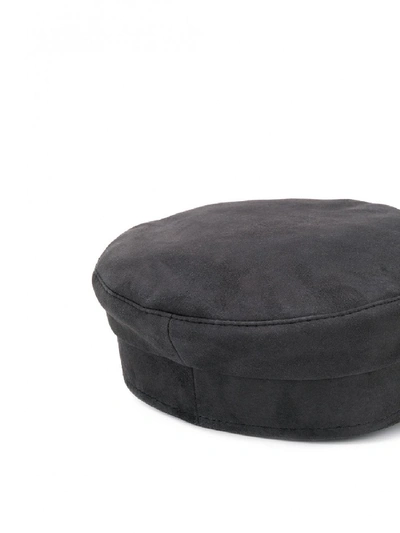 Shop Ruslan Baginskiy Baker Boy Leather Hat In Grey