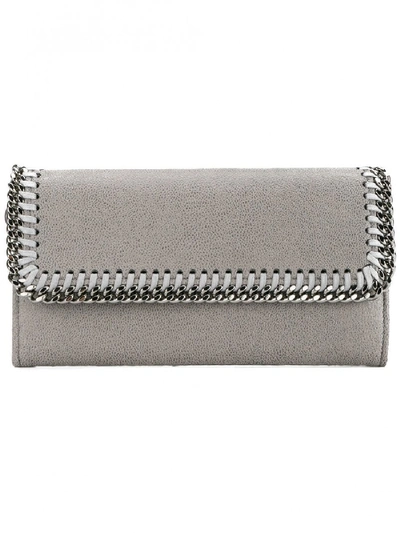 Shop Stella Mccartney Falabella Flap Continental Wallet In Grey