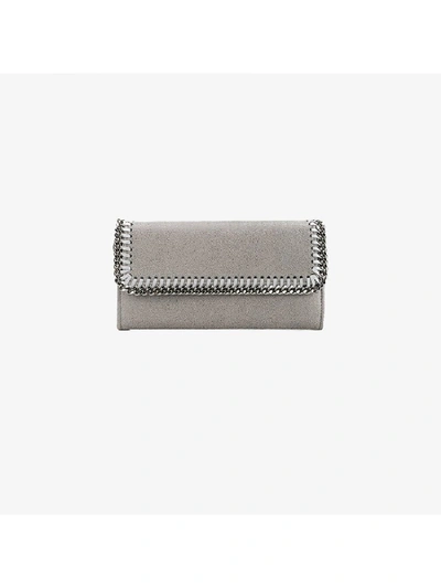 Shop Stella Mccartney Falabella Flap Continental Wallet In Grey