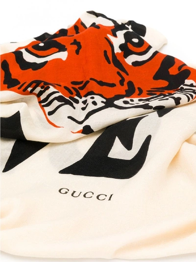 Shop Gucci Printed Silk Foulard In White