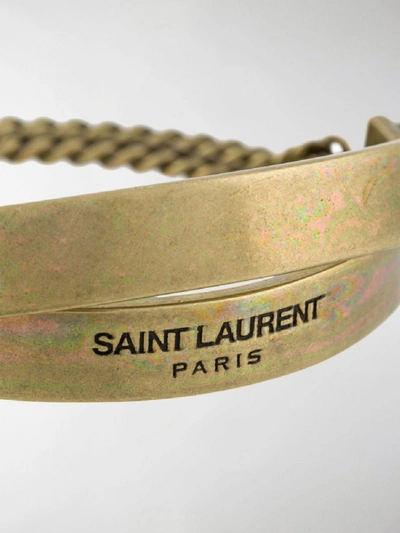 Shop Saint Laurent Ysl Bracelet In Bronze