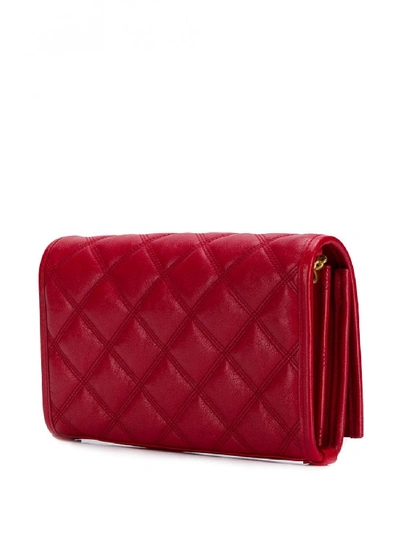 Shop Saint Laurent Becky Leather Wallet On Chain In Red