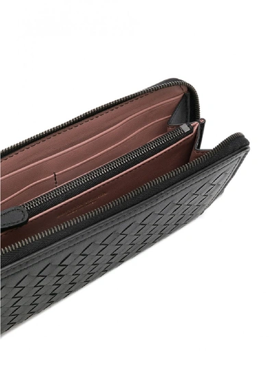 Shop Bottega Veneta Leather Zip Around Wallet In Black