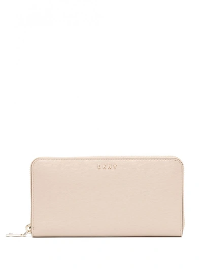 Shop Dkny Bryant Large Leather Wallet In Beige