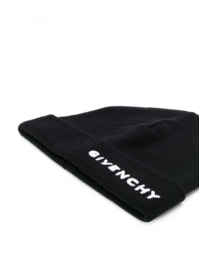 Shop Givenchy Wool Logo Beanie In Black