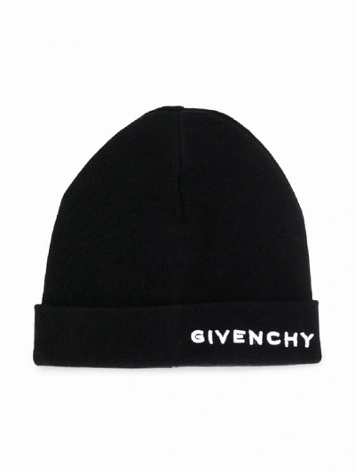 Shop Givenchy Wool Logo Beanie In Black