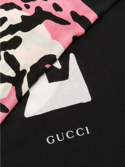 Shop Gucci Printed Silk Foulard In Black