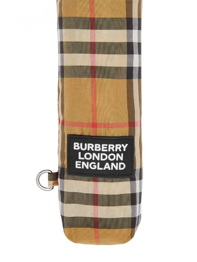 Shop Burberry Trafalgar Checked Umbrella In Beige