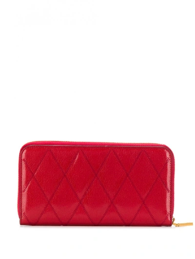 Shop Givenchy Gv3 Leather Zip Wallet In Red