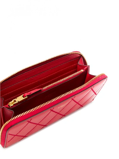 Shop Givenchy Gv3 Leather Zip Wallet In Red