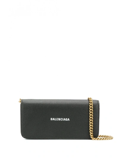 Shop Balenciaga Leather Wallet On Chain