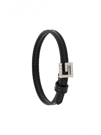 Shop Gucci Leather Bracelet In Black