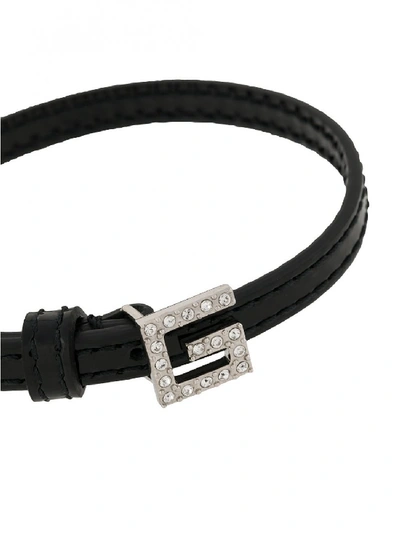 Shop Gucci Leather Bracelet In Black
