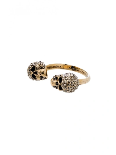 Shop Alexander Mcqueen Skulls Ring In Gold