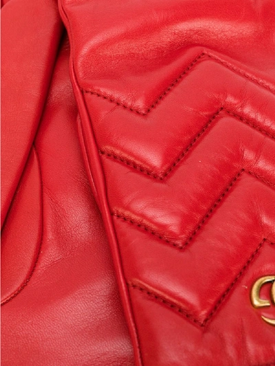 Shop Gucci Gg Marmont Leather Gloves In Red
