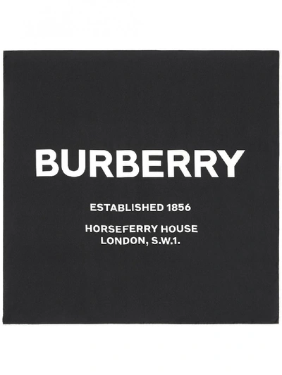 Shop Burberry Big Logo Silk Foulard In Black