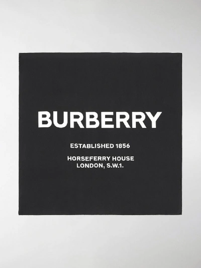Shop Burberry Big Logo Silk Foulard In Black