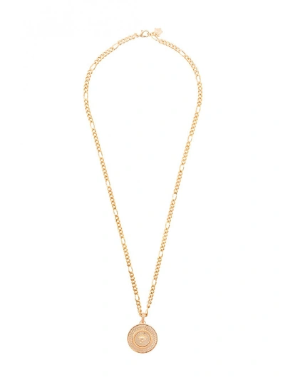 Shop Versace Logo Necklace In Gold