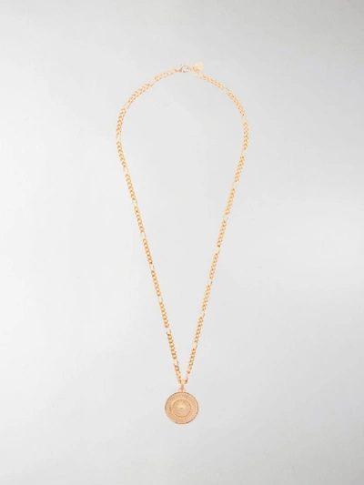 Shop Versace Logo Necklace In Gold