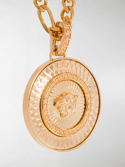 Shop Versace Logo Necklace In Gold