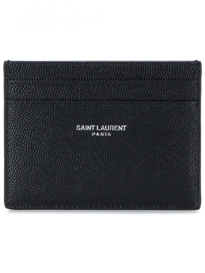 Shop Saint Laurent Leather Credit Card Holder