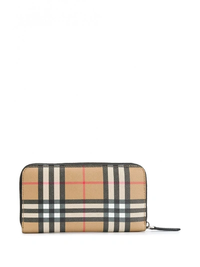 Shop Burberry Wallet With Zip And Check In Black