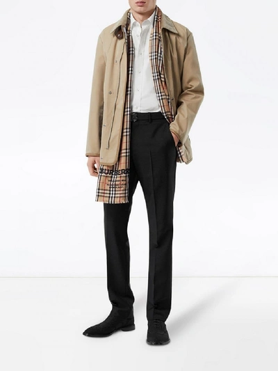 Shop Burberry Check Print Scarf In Beige