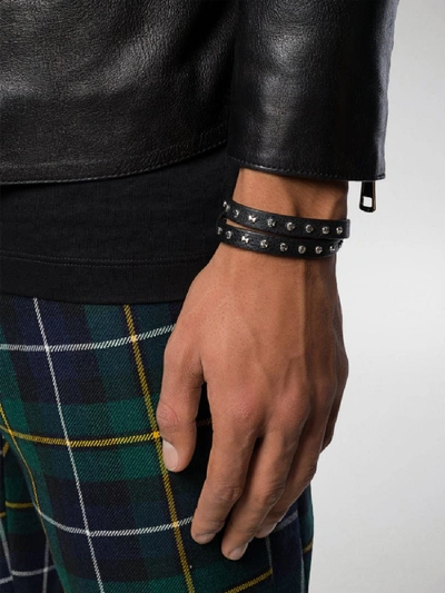 Shop Alexander Mcqueen Leather Bracelet In Black