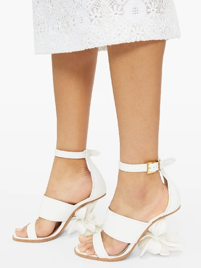 Alexander Mcqueen No.13 Floral-appliqued 80mm Leather Wedge Sandals In  White | ModeSens