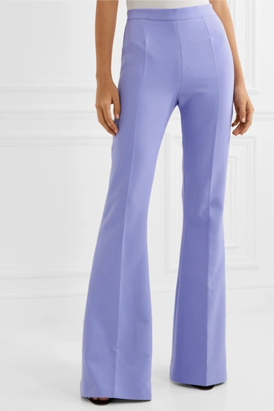 Shop Safiyaa Halluana Stretch-crepe Flared Pants In Lavender