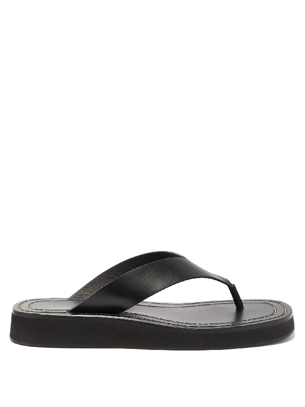 black suede flip flops
