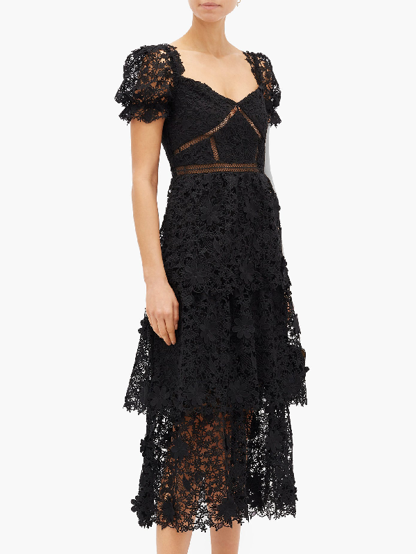 self portrait crochet midi dress