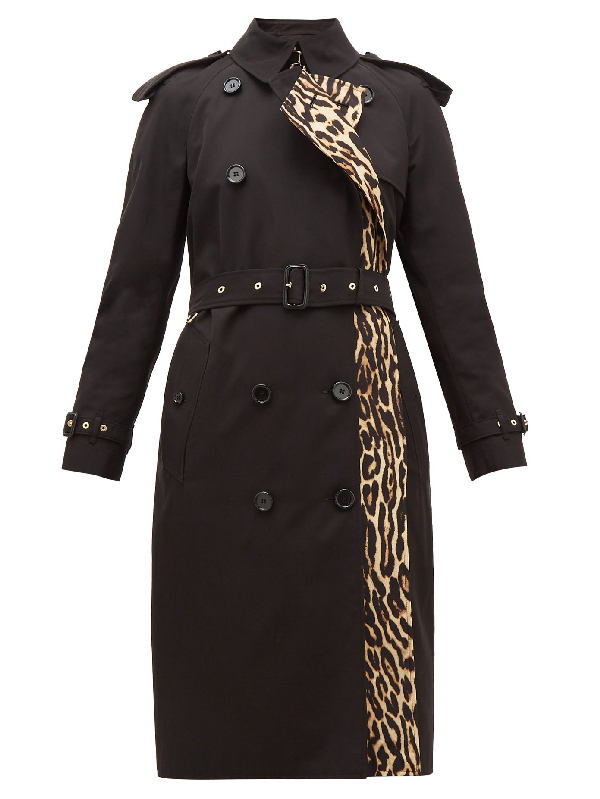Burberry Bridstow Leopard-print Cotton Trench Coat | ModeSens