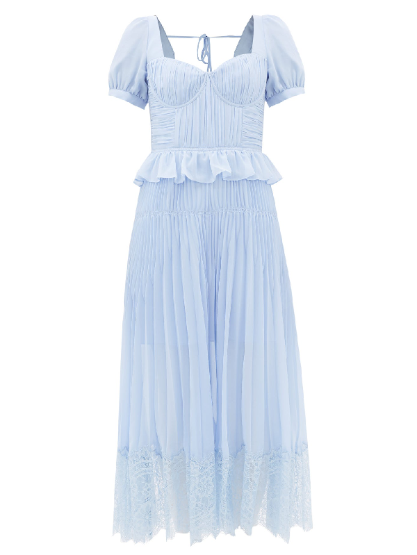 self portrait pleated chiffon midi dress