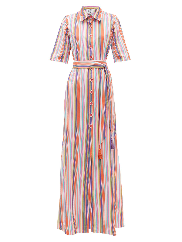 striped maxi shirt dress