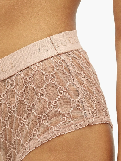 GUCCI GG-Jacquard Mesh Bra And High-Rise Briefs in Light pink