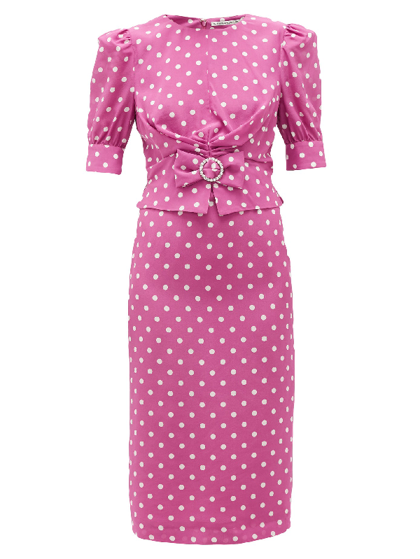 pink polka dot midi dress