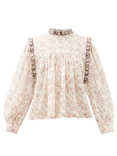 Isabel Marant Étoile Vega Pleated Floral-print Cotton Blouse In Cream |  ModeSens