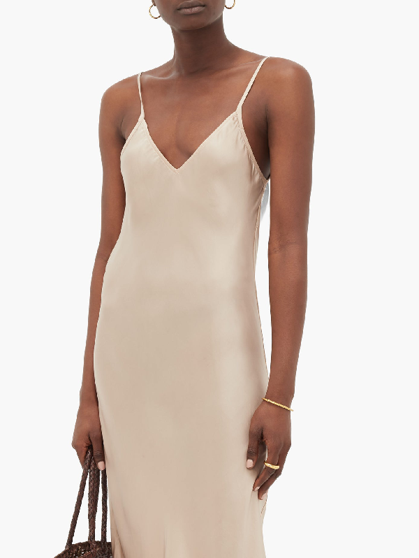 long light pink slip dress