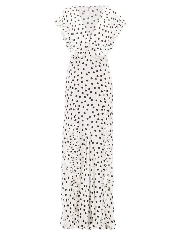 black and white polka dot long dress